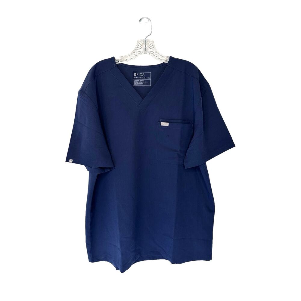 FIGS Navy Men's Leon Medical Nursing Doctor Three-Pocket Scrub Top Size XXL